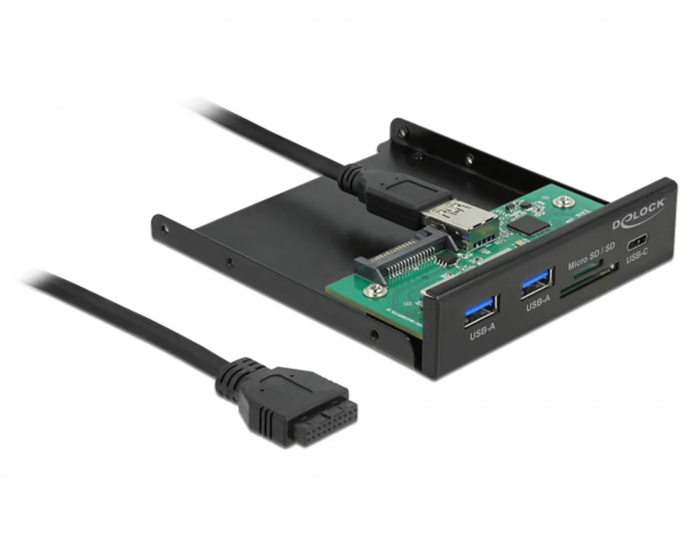 DeLock USB 3.2 Gen 1 / 1x USB Type-C + 2x USB Type-A + SD and Micro SD - Image 1