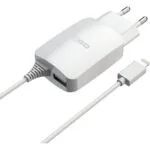 2GO Φορτιστής με Ενσωματωμένο Καλώδιο με Θύρα USB-A Lightning Λευκός (797166)