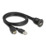 DeLock Cable HDMI male - HDMI female / USB-A female / USB-A male 1m Μαύρο 87880