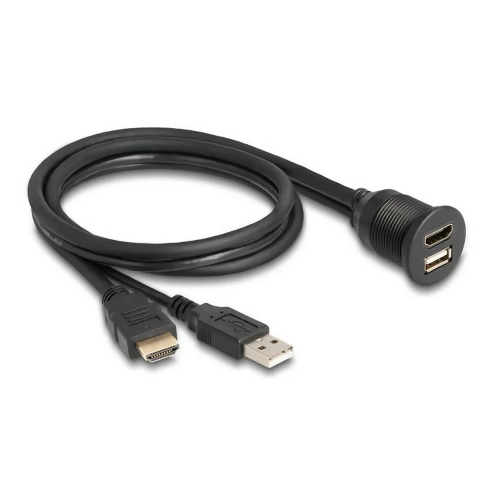 DeLock Cable HDMI male - HDMI female / USB-A female / USB-A male 1m Μαύρο 87880 - Image 1