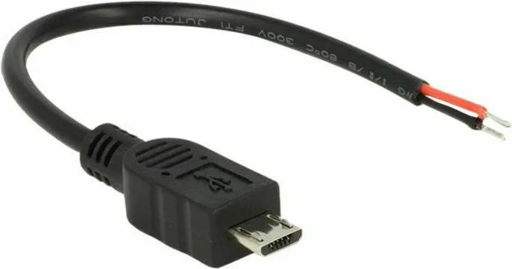 DeLock USB 2.0 Micro-B male - 2 x open wires power 10 cm Raspberry Pi (82697) - Image 1