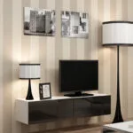 Έπιπλο Τηλεόρασης Vigo White / Βlack Gloss Μ140xΠ30xΥ40cm