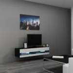 Έπιπλο Τηλεόρασης Vigo New με Φωτισμό LED Black / White Gloss Μ140xΠ30xΥ40cm