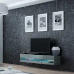 Έπιπλο Τηλεόρασης Vigo New με Φωτισμό LED Grey / Grey Gloss Μ140xΠ30xΥ40cm