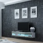 Έπιπλο Τηλεόρασης Vigo New με Φωτισμό LED White / Grey Gloss Μ140xΠ30xΥ40cm