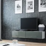 Έπιπλο Τηλεόρασης Vigo White / Grey Gloss Μ140xΠ30xΥ40cm