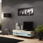 Έπιπλο Τηλεόρασης Vigo New με Φωτισμό LED Sonoma / White Gloss Μ140xΠ30xΥ40cm