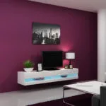 Έπιπλο Τηλεόρασης Vigo New με Φωτισμό LED White / White Gloss Μ180xΠ30xΥ40cm