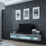 Έπιπλο Τηλεόρασης Vigo New με Φωτισμό LED White / Grey Gloss Μ180xΠ30xΥ40cm