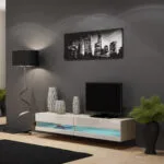 Έπιπλο Τηλεόρασης Vigo New με Φωτισμό LED Sonoma / White Gloss Μ180xΠ30xΥ40cm