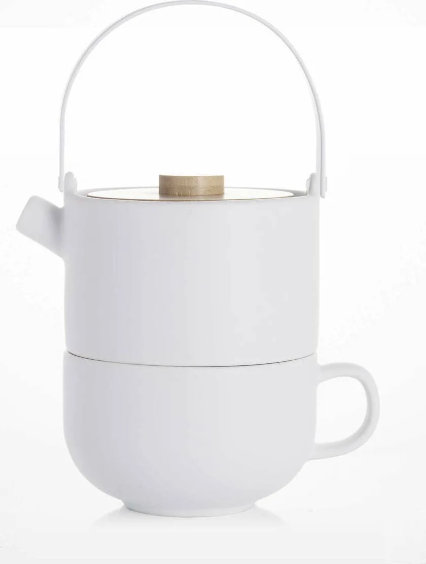 Bredemeijer Umea Tea-for-One Σετ Τσαγιού με Κούπα Μαντεμένιο White 2τμχ 142007 - Image 1