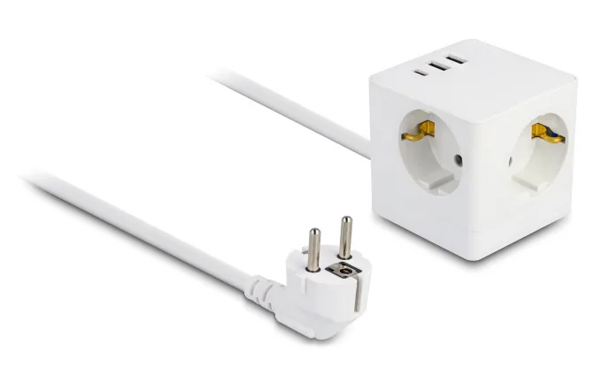 DeLock PowerCube Aσφαλείας 3 Θέσεων με 2 USB-A, 1 USB-C και Καλώδιο 1.5m 11497 - Image 1