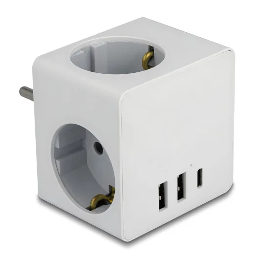DeLock PowerCube Aσφαλείας 3 Θέσεων με 2 USB-A και USB-C 11496 - Image 1