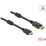 DeLock Cable DisplayPort male - HDMI male 10m Μαύρο (85960)