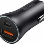 Baseus Φορτιστής Αυτοκινήτου Golden Contactor 60W με Θύρες: 1xUSB 1xType-C Γκρι CGJM000113