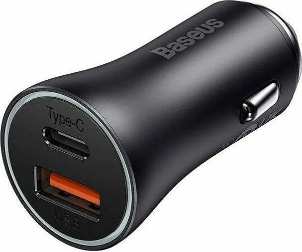 Baseus Φορτιστής Αυτοκινήτου Golden Contactor 60W με Θύρες: 1xUSB 1xType-C Γκρι CGJM000113 - Image 1