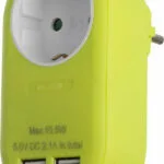 Entac EPAG-1EE-2USB-L Μονόπριζο με 2 USB-A Πράσινο 15.005.0222
