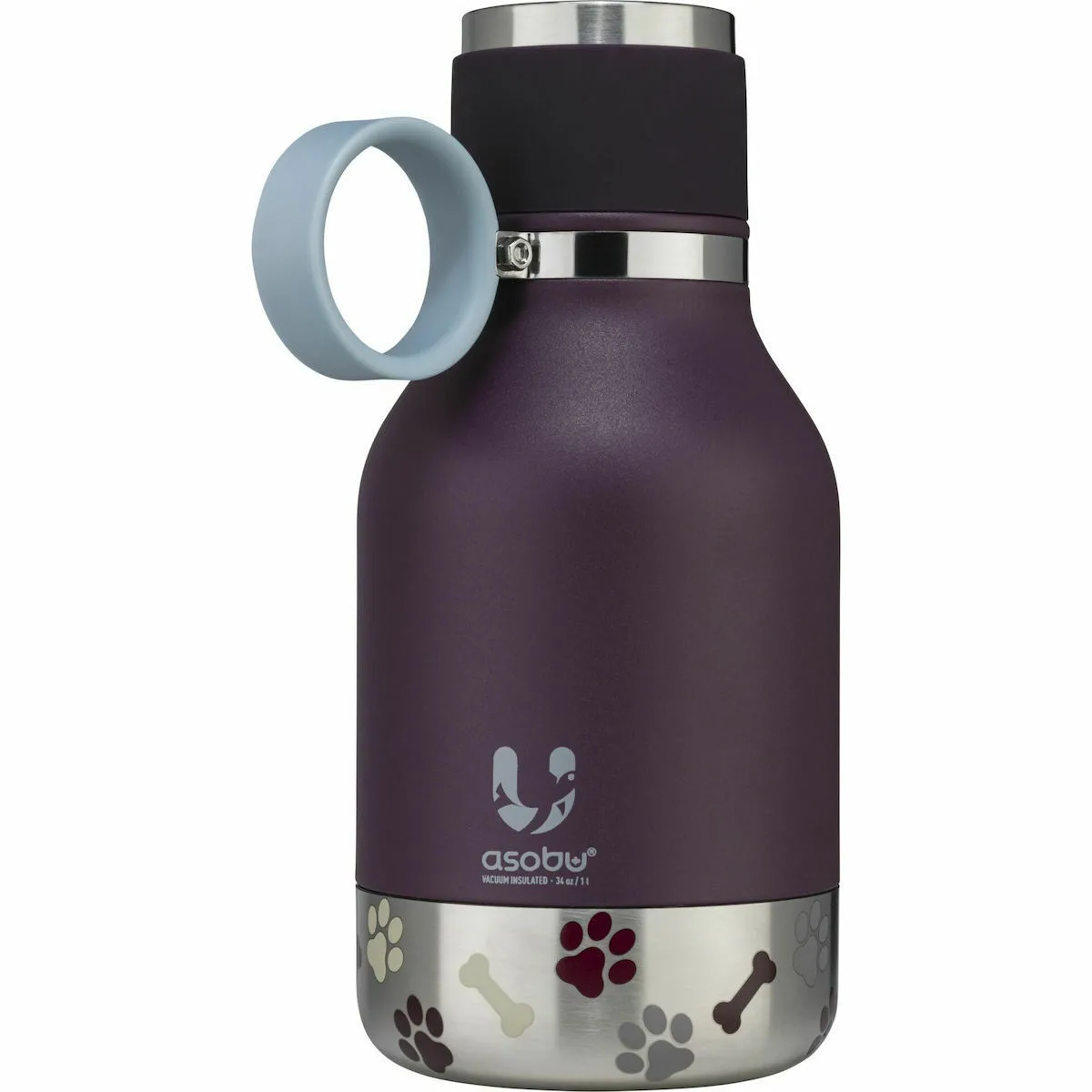 20220701170655_asobu_dog_bowl_bottle_burgunder_975ml.jpeg Asobu SD1 Ανοξείδωτο Μπουκάλι Νερού για Σκύλο 2x 975ml σε Μωβ Χρώμα SDB1Burgundy - Image 1