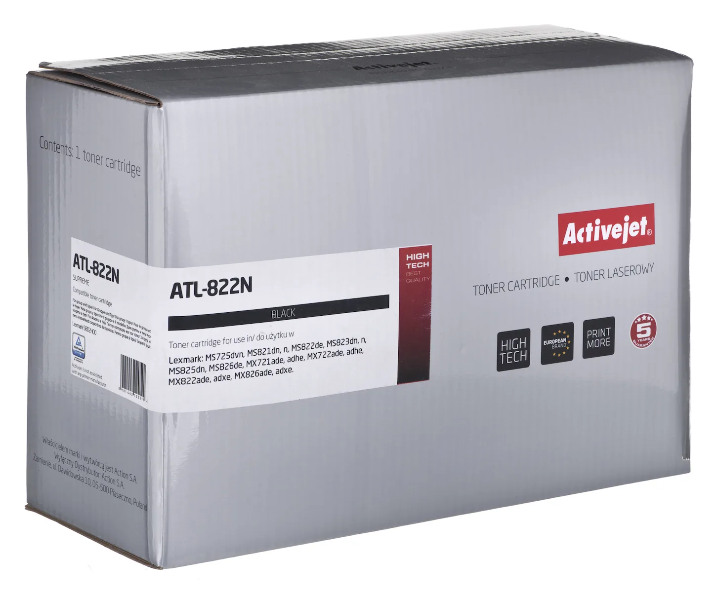Active Jet Συμβατό Toner για Laser Εκτυπωτή Lexmark 58D2H00 15000 Σελίδων Μαύρο - Image 1