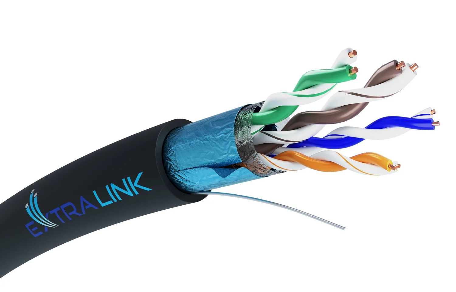 Extralink F/UTP Cat.5e (Gigabit) Καλώδιο Δικτύου Ethernet εξωτερικού χώρου χωρίς ακροδέκτες 100m Μαύρο EX.19706 - Image 1