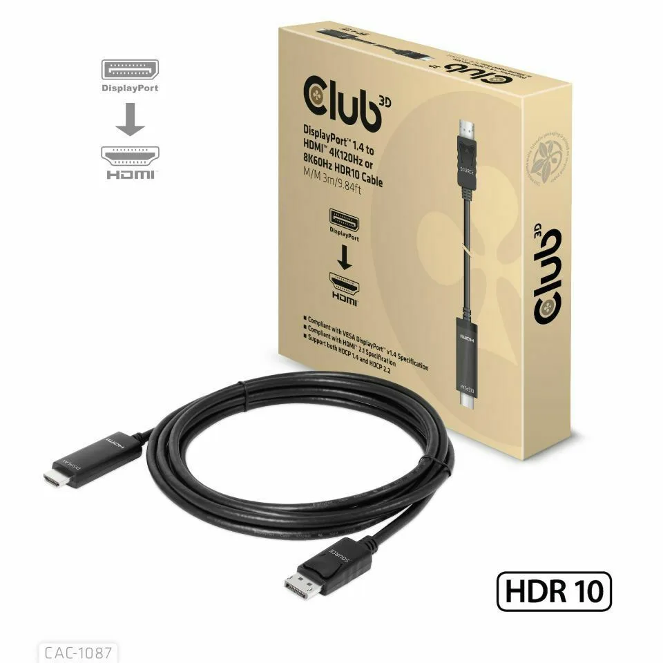 Club3D Cable DisplayPort male - HDMI male 3m Μαύρο (CAC-1087) - Image 1