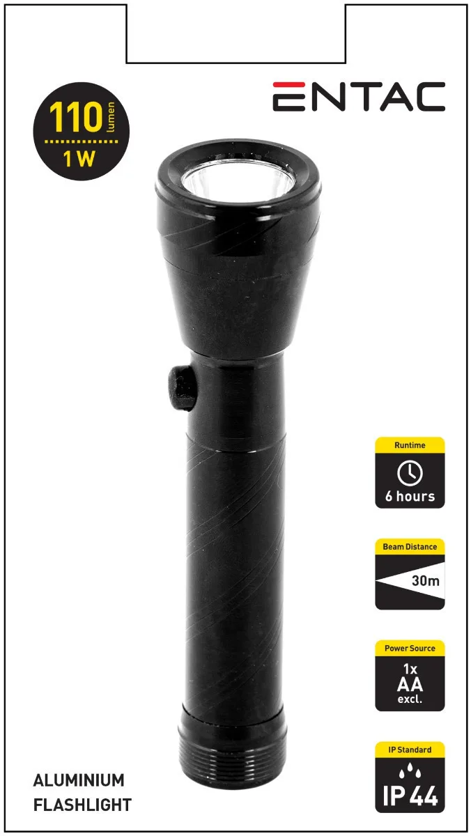 Entac Φακός IP44 με Μέγιστη Φωτεινότητα 110lm EFL-1W-ALU 15.007.0003 - Image 1