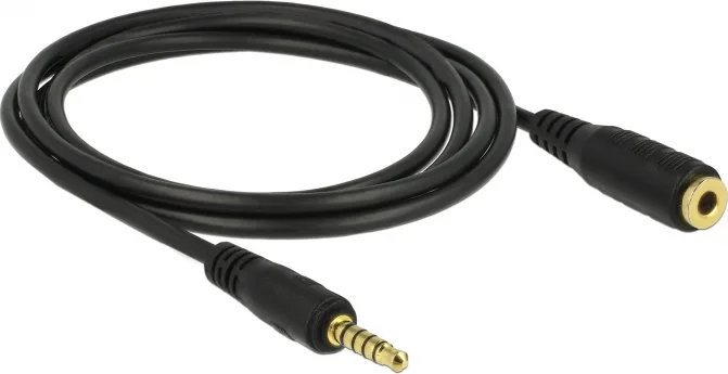 DeLock Καλώδιο Ήχου TRRRS 3.5mm male - 3.5mm female Μαύρο 5m 85635 - Image 1