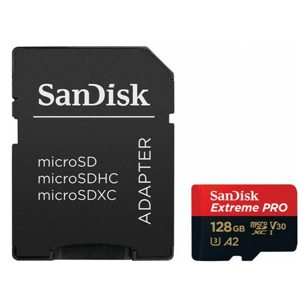 Sandisk Extreme microSDXC 128GB U3 V30 A2 UHS-I 200MB/s με αντάπτορα - Image 1