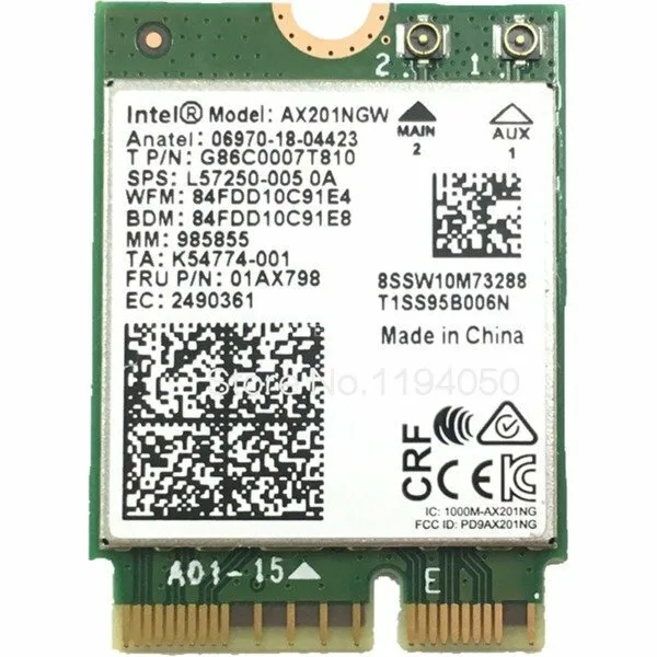 Intel AX201 (Gig+), 2230, 2x2 AX+BT, No vPro M.2 Ασύρματη Κάρτα Δικτύου Wi‑Fi 6 (2400Mbps) Μini PCI-e - Image 1