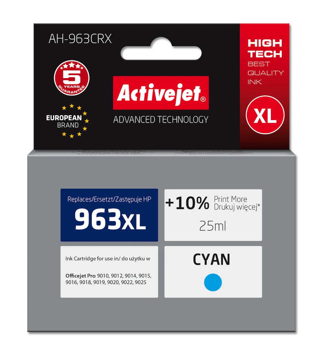 Active Jet Συμβατό Μελάνι Εκτυπωτή InkJet HP 963XL 3JA27AE 1760 Σελίδων 25ml Κυανό 1τμχ AH-963CRX - Image 1