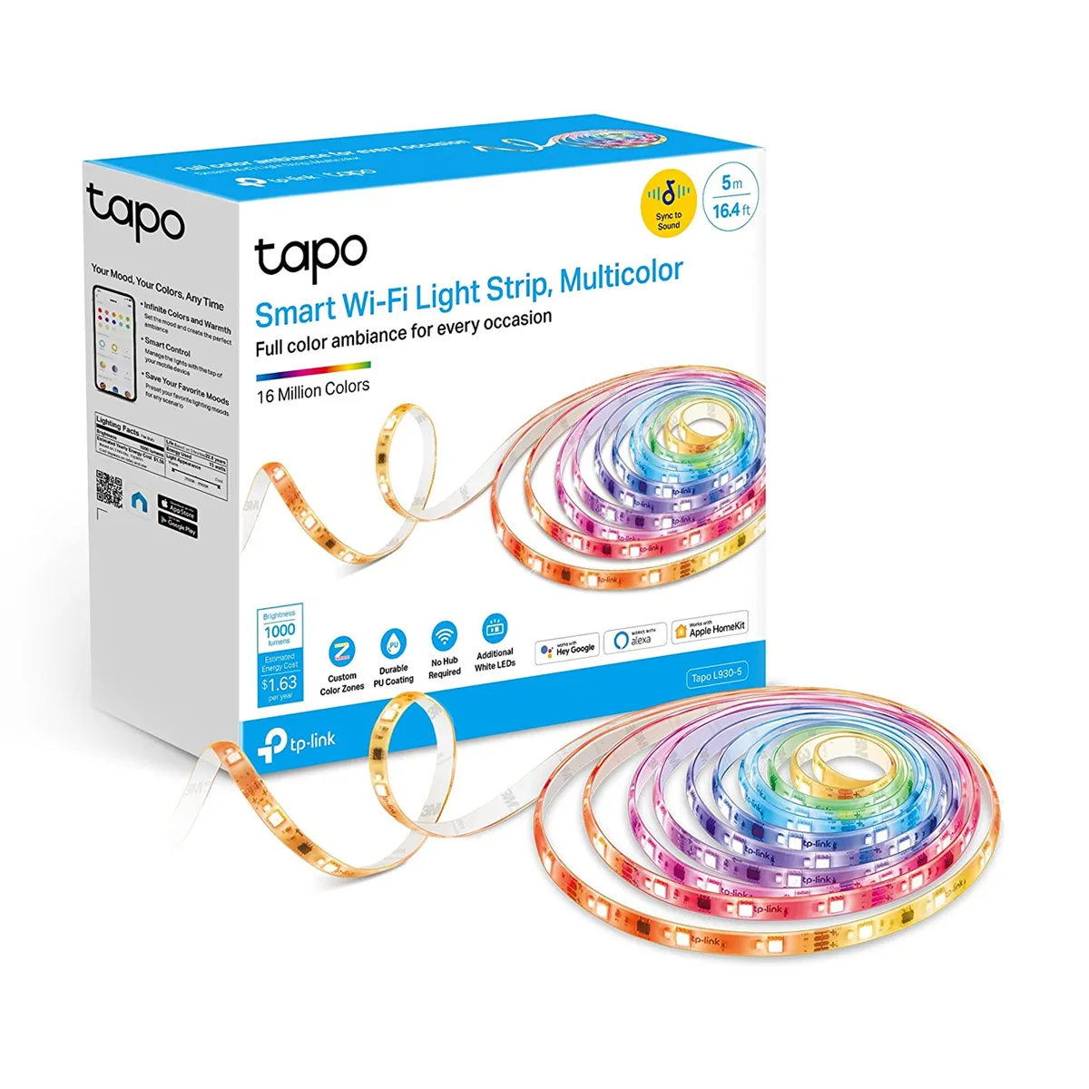 20221014161021_tp_link_tapo_tainia_led_trofodosias_220v_rgb_mikous_5m_l930_5.jpeg TP-LINK Smart Ταινία LED Wi-Fi 220V RGBW Φως 5m L930-5v1 - Image 1