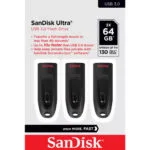 Sandisk Ultra 3Pack 64GB USB 3.0 Stick Μαύρο