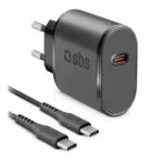 SBS Φορτιστής με Θύρα USB-C και Καλώδιο USB-C 15W Power Delivery Μαύρος (KITTRTC15W)