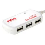 Roline Repeater Cable 12m With Hub 3 Ports Hub 4 Θυρών USB 2.0 με σύνδεση USB-A Λευκό 12.04.1085