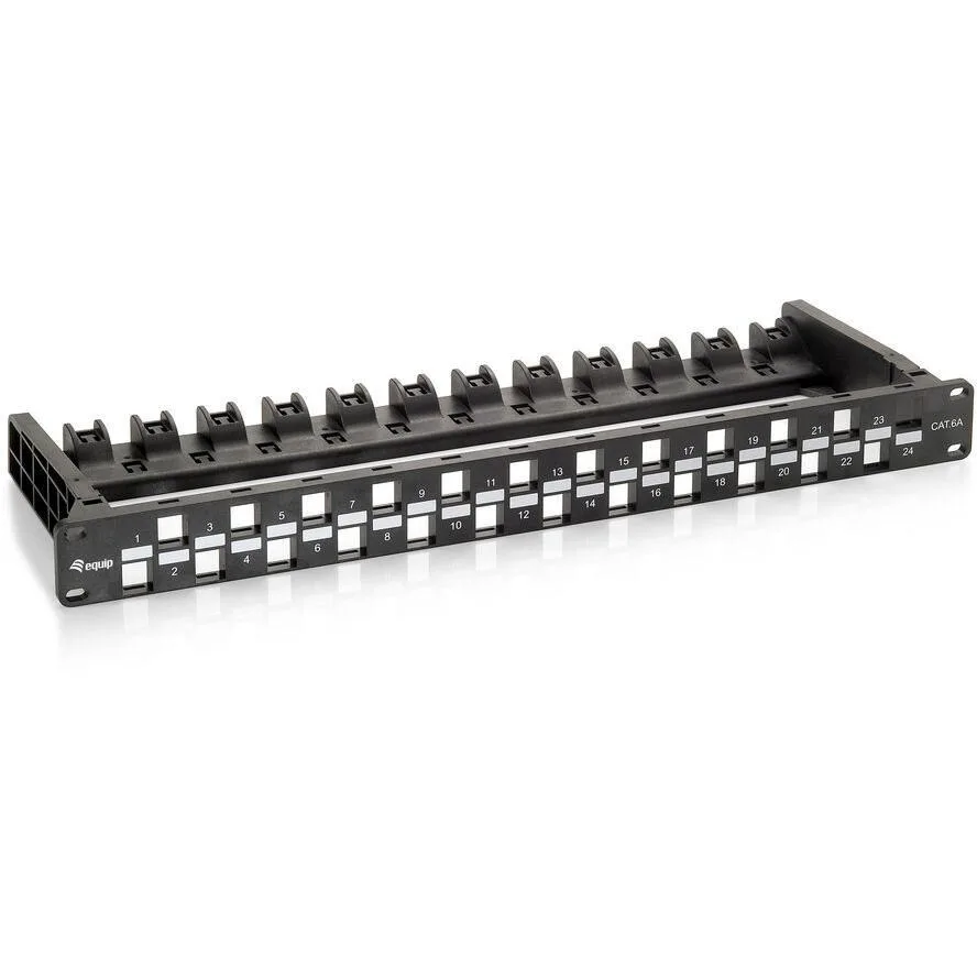 20221208155123_equip_patch_panel_keystone_gia_rack_1u_19_24_thyron_mayro_769225.jpeg Equip Patch Panel Keystone για Rack 1U 19" 24 Θυρών Μαύρο 769225 - Image 1