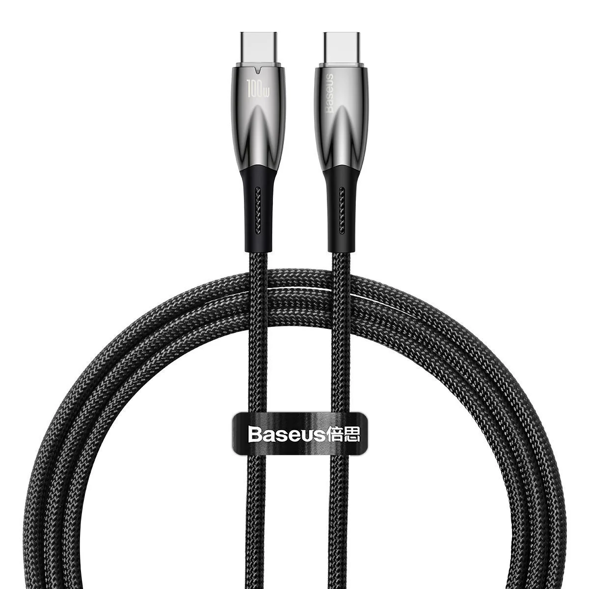 Baseus Glimmer Braided USB 2.0 Cable USB-C male - USB-C 100W PD Μαύρο 1m CADH000701 - Image 1
