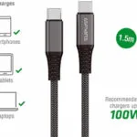 4Smarts Braided USB 2.0 Cable USB-C male - USB-C 100W PD Μαύρο 1.5m 456266
