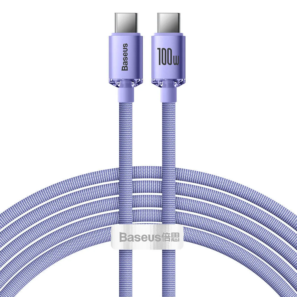Baseus Crystal Shine Braided USB 2.0 Cable USB-C male - USB-C 100W PD Μωβ 2m CAJY000705 - Image 1