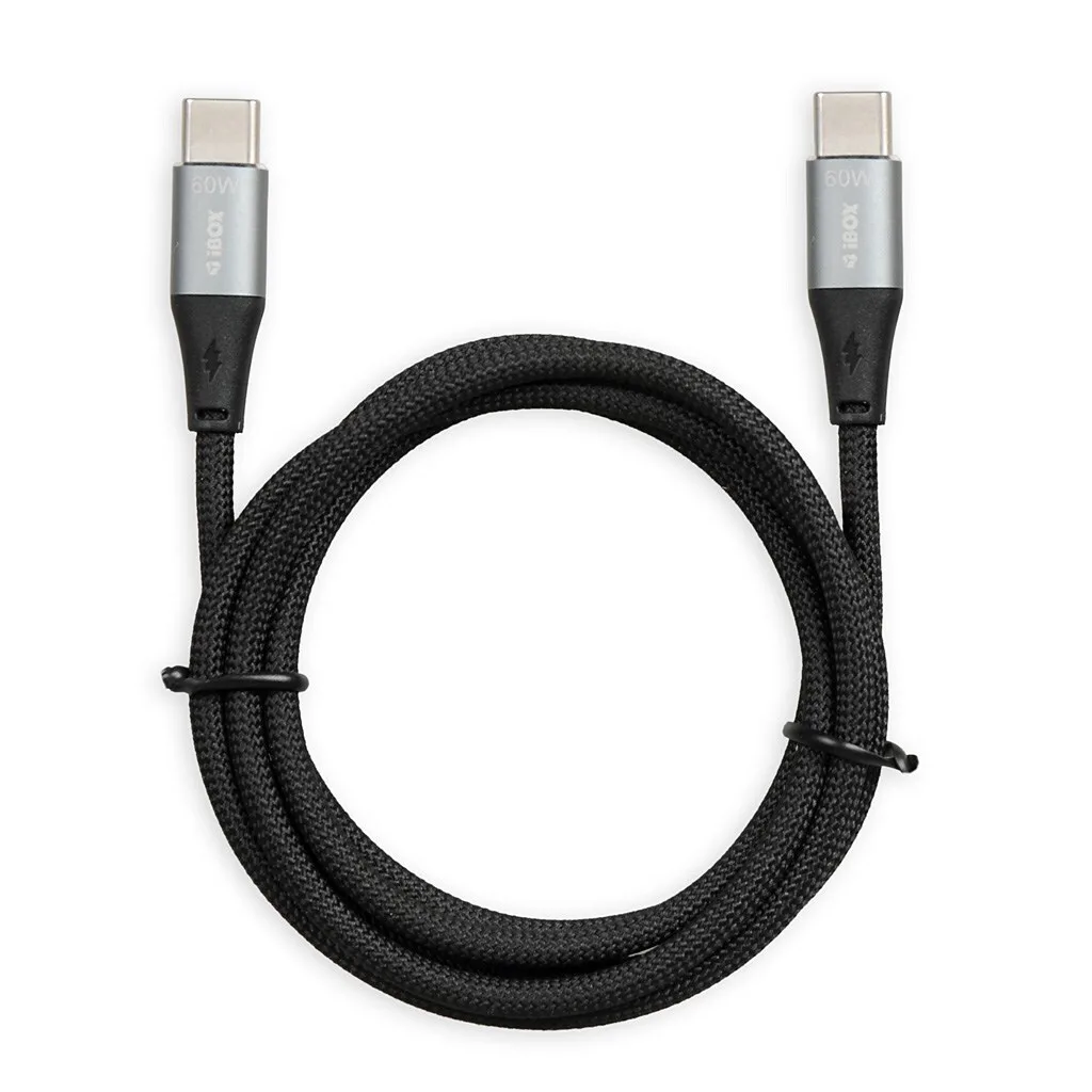iBox USB 2.0 Cable USB-C male - USB-C 60W PD Μαύρο 1m IKUTC1B - Image 1