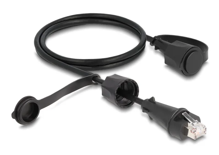 DeLock U/FTP (STP) Cat.6 (Gigabit) Καλώδιο Δικτύου Ethernet εξωτερικού χώρου 1m Μαύρο 80166 - Image 1