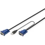 Digitus Καλώδιο KVM DS-19231 1.8m D-Sub15 to 2xPS/2 & USB & D-Sub15 M/M