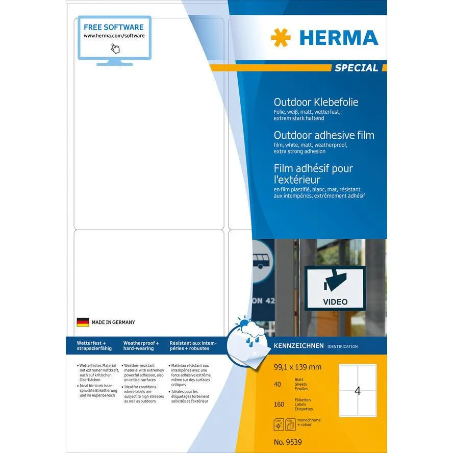 Herma Αυτοκόλλητες Ετικέτες Α4 Ορθογώνιες 9539 99.1x139mm - Image 1