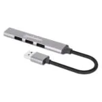 Manhattan Hub 4 Θυρών USB 3.0 με σύνδεση USB-A Ασημί 168427