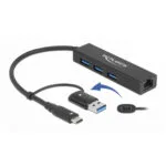 DeLock Hub 3 Θυρών USB 3.2 με σύνδεση USB-C / Ethernet 64149