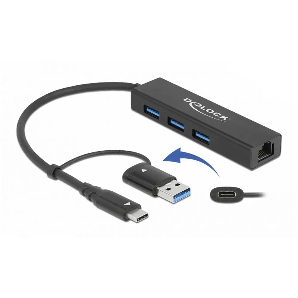 DeLock Hub 3 Θυρών USB 3.2 με σύνδεση USB-C / Ethernet 64149 - Image 1