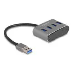 DeLock Hub 4 Θυρών USB 3.2 με σύνδεση USB-A Γκρι 63190