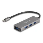 DeLock Hub 4 Θυρών USB 3.2 με σύνδεση USB-C Γκρι 63173