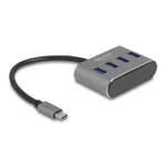 DeLock Hub 4 Θυρών USB 3.2 με σύνδεση USB-C Γκρι 63223