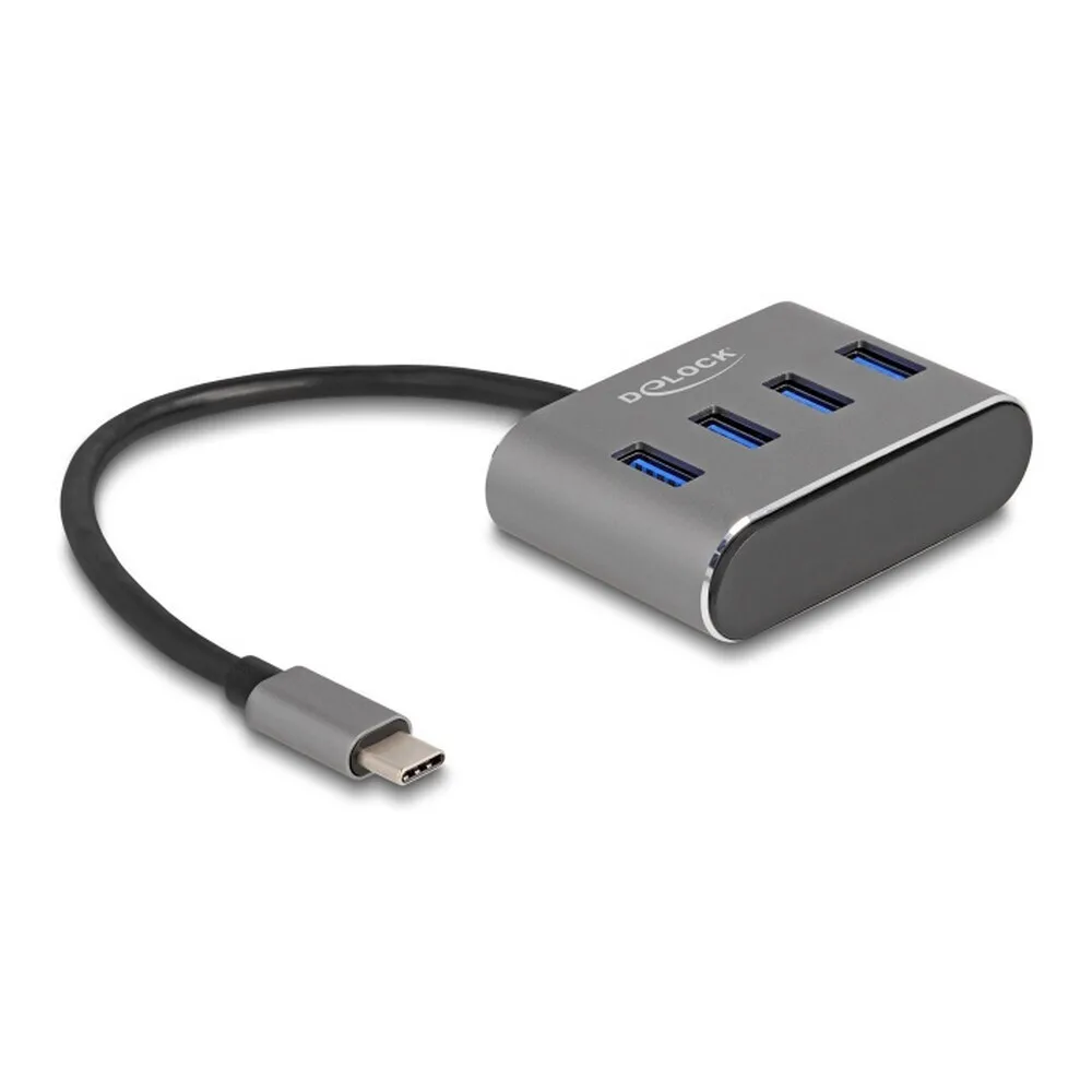 DeLock Hub 4 Θυρών USB 3.2 με σύνδεση USB-C Γκρι 63223 - Image 1