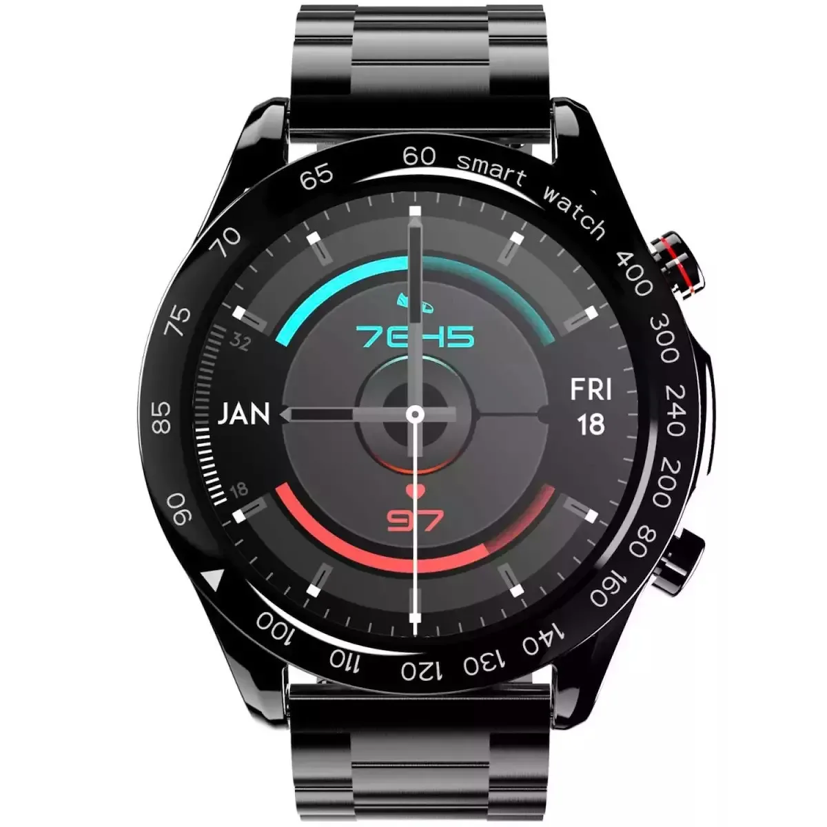 HiFuture FutureGo Pro Stainless Steel 46mm Αδιάβροχο Smartwatch με Παλμογράφο (Μαύρο) - Image 1